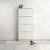Axton Choctaw Shoe Cabinet With 4 Tilting Doors And 1 Layer In Oak Structure White