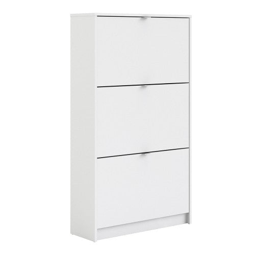 Axton Choctaw Shoe Cabinet With 4 Tilting Doors And 1 Layer In White