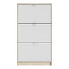 Axton Choctaw Shoe Cabinet With 3 Tilting Doors And 2 Layer In Oak Structure White