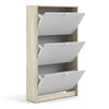 Axton Choctaw Shoe Cabinet With 3 Tilting Doors And 2 Layers In Oak Structure White