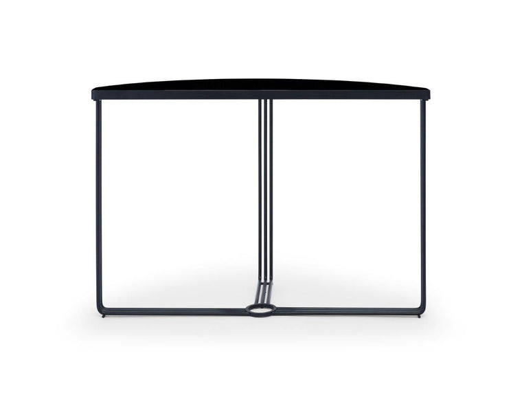 Gillmore Space Finn Demi Lune Console Table Black Glass Top & Black Frame