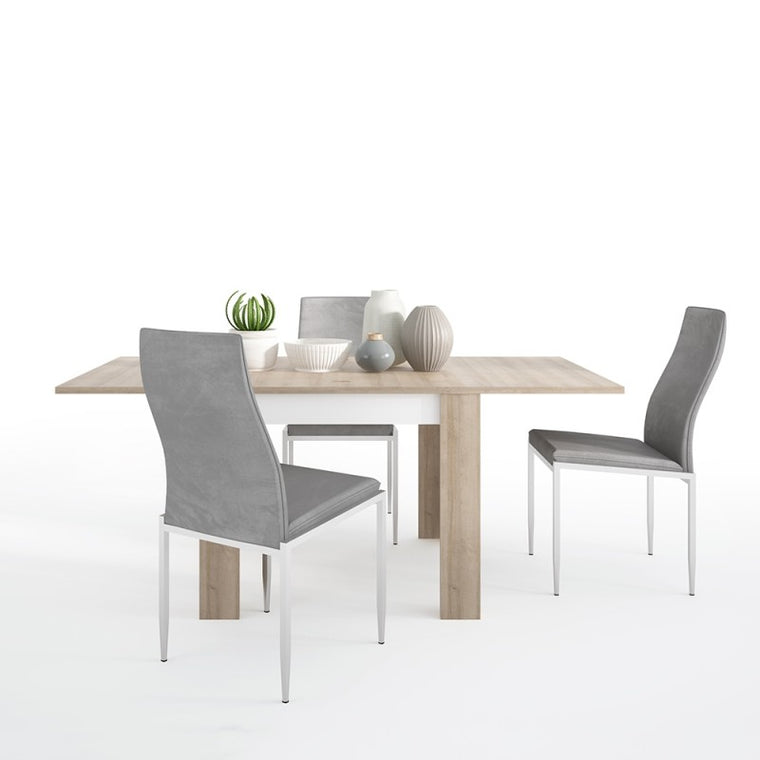 Axton Woodlawn Small Extending Dining Table 90/180cm + 4 Milan High Back Chair Grey
