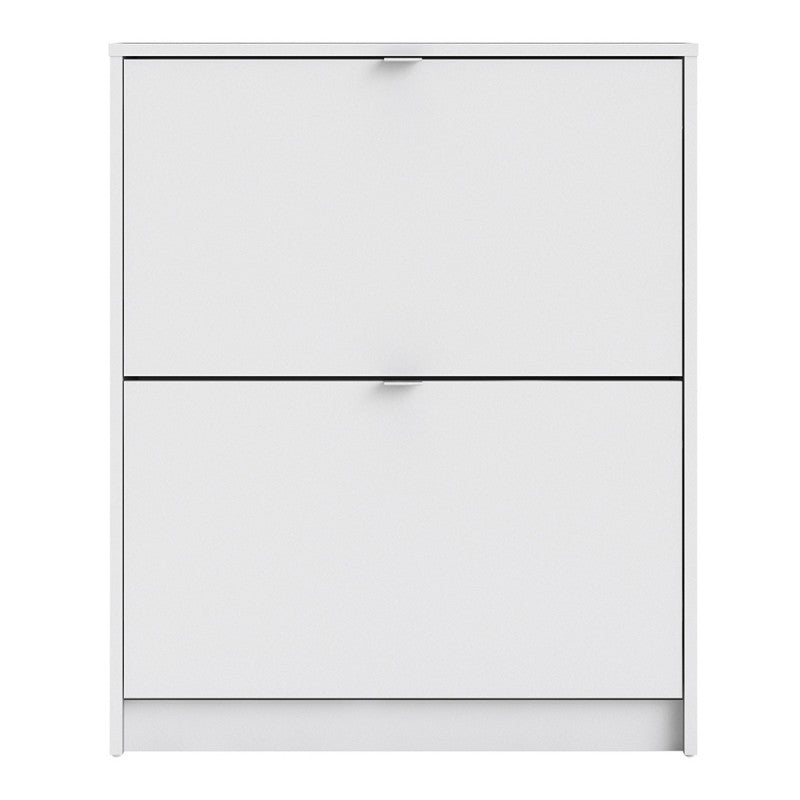 Axton Choctaw Shoe Cabinet With 2 Tilting Doors And 2 Layers In White