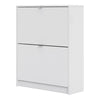 Axton Choctaw Shoe Cabinet With 2 Tilting Doors And 2 Layers In White