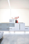 Gillmore Space Alberto Door & Drawer Combination Sideboard White With Brass Accent