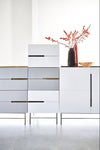 Gillmore Space Alberto Door & Drawer Combination Sideboard White With Brass Accent