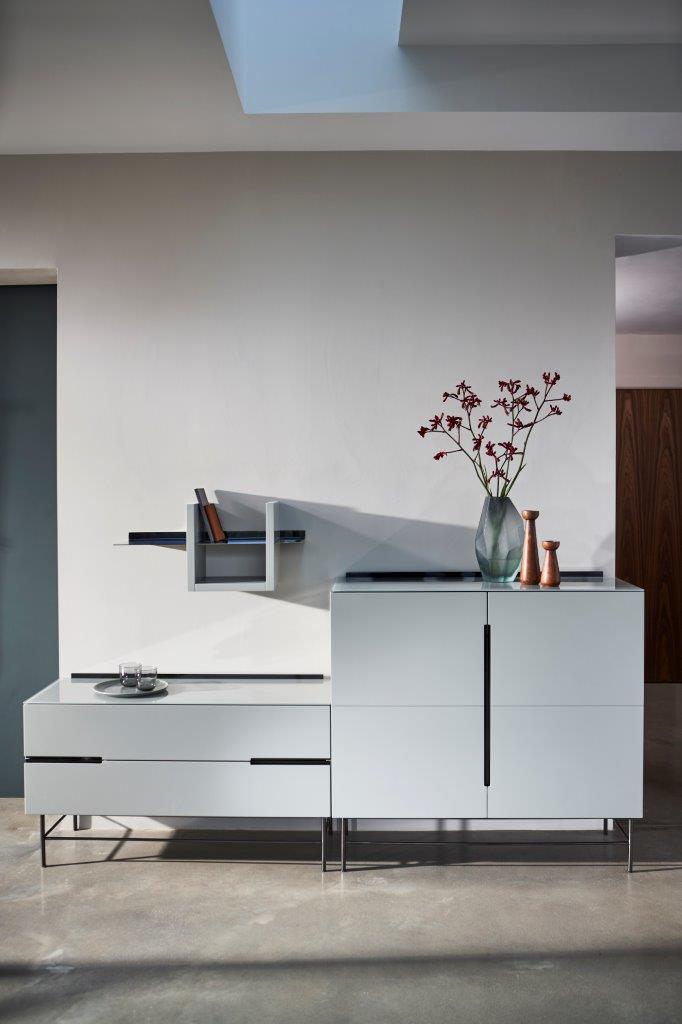 Gillmore Space Alberto Door & Drawer Combination Sideboard White With Brass Accent