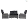 Home Junction Arabella 2 Seater Reclining Sofa and 2 Reclining Armchairs with Coffee Table in Grey
