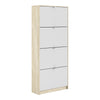 Axton Choctaw Shoe Cabinet  With 4 Tilting Doors And 2 Layers In Oak Structure White