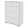 Axton Clason Chest of 5 Drawers (2+3) in White and Oak