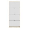 Axton Choctaw Shoe Cabinet  With 4 Tilting Doors And 2 Layers In Oak Structure White