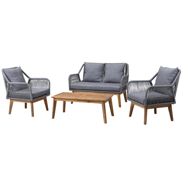 Prescott Bench Seat with 2 Chairs + Bench (4 Piece Set)