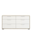 Axton Clason Wide Chest of 6 Drawers (3+3) in White and Oak