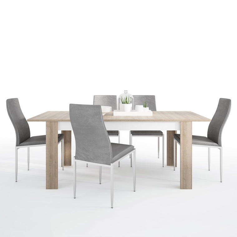 Axton Woodlawn Large Extending Dining Table 160/200 cm + 4 Milan High Back Chair Grey