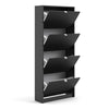 Axton Choctaw Shoe Cabinet With 4 Tilting Doors and 2 Layers in Matt Black