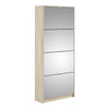 Axton Choctaw Shoe Cabinet With 4 Mirror Tilting Doors And 2 Layers In White