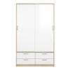 Axton Clason Wardrobe 2 Doors 4 Drawers In Oak With White High Gloss