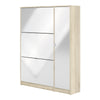 Axton Choctaw Shoe Cabinet With 3 Tilting Doors And 2 Layers + 1 Door in Oak Structure White High Gloss