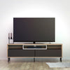Axton Throggs Match TV Unit 2 Drawers w/ Media Compartment In Oak Wiith Dark Grey And White