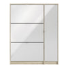 Axton Choctaw Shoe Cabinet With 3 Tilting Doors And 2 Layers + 1 Door in Oak Structure White High Gloss