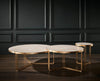 Gillmore Space Finn Large Circular Coffee Table Pale Stone Top & Brass Frame