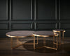 Gillmore Space Finn Large Circular Coffee Table Dark Oak Top & Brass Frame