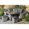 Home Junction Freya Grey Square Reclining Corner Sofa, Rising Table with Ice Bucket and 2 Stools