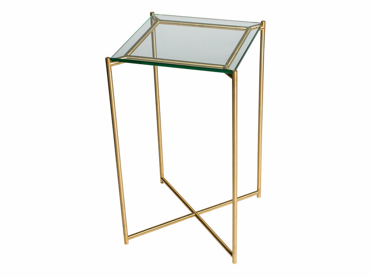 Gillmore Space Iris Square Plant Stand Clear Glass Top