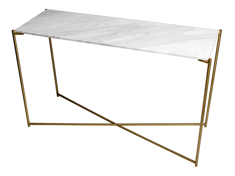 Gillmore Space Iris Large Console Table White Marble Top