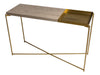 Gillmore Space Iris Large Console Table Weathered Oak Top & Small Brass Tray