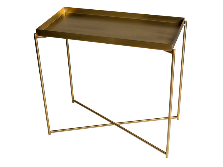 Gillmore Space Iris Small Console Table Brass Tray