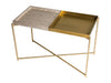 Gillmore Space Iris Rectangle Side Table Weathered Oak Top Tray & Brass Tray
