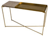 Gillmore Space Iris Large Console Table Weathered Oak Top & Large Brass Tray