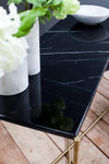 Gillmore Space Iris Large Low Console Table Black Marble Top