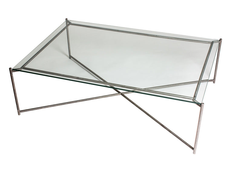Gillmore Space Iris Rectangle Coffee Table Clear Glass Top 