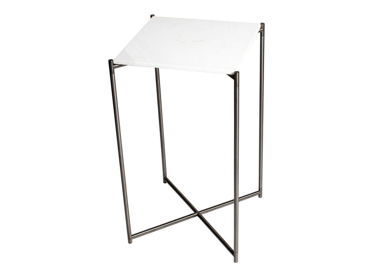 Gillmore Space Iris Square Plant Stand White Marble Top