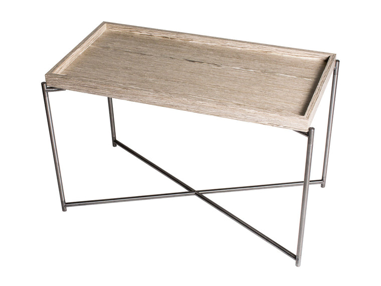 Gillmore Space Iris Rectangle Side Table Weathered Oak Tray