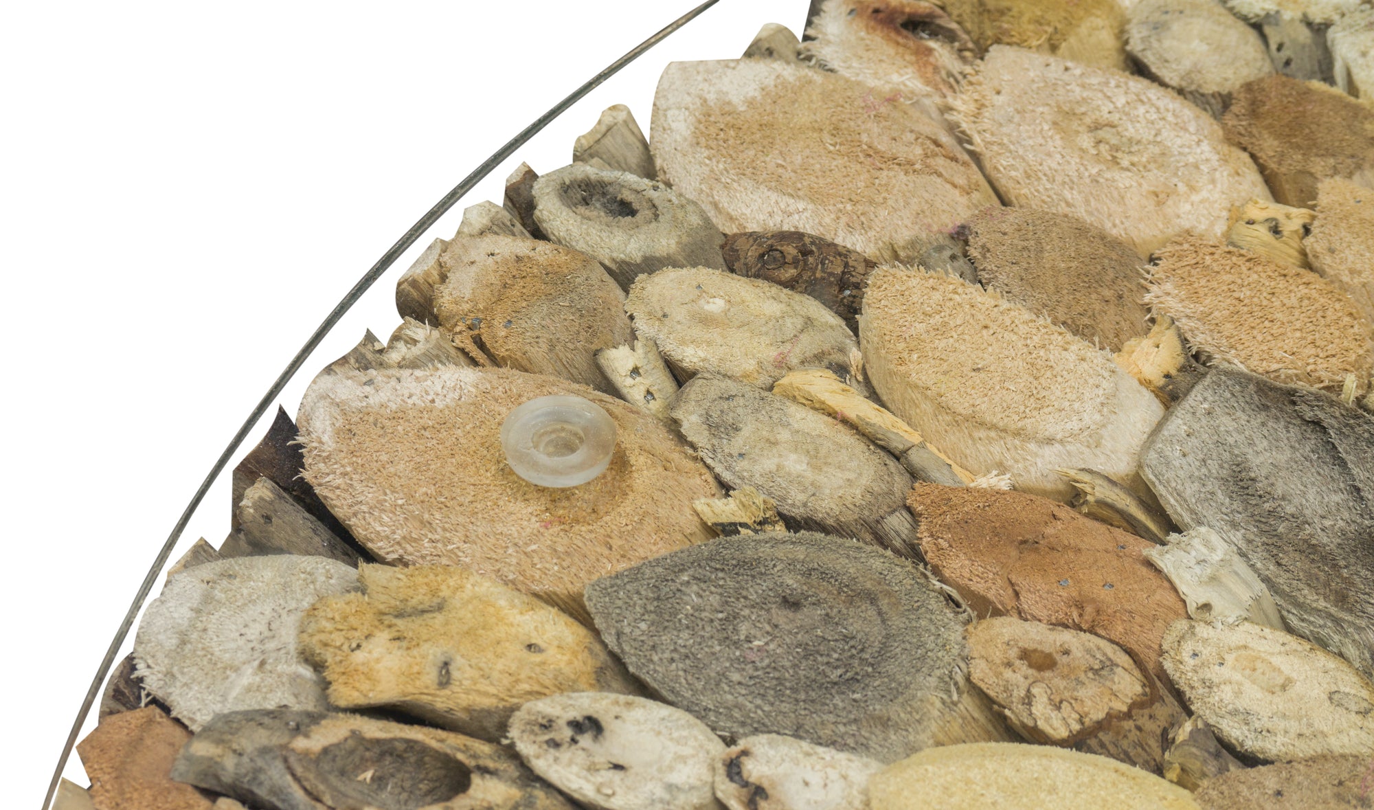 Bodiam Raby Driftwood Round Coffee Table w Glass Top