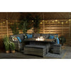 Home Junction Kenley Grey Corner Sofa LHF with Gas Firepit Dining Table, Bench and Stool