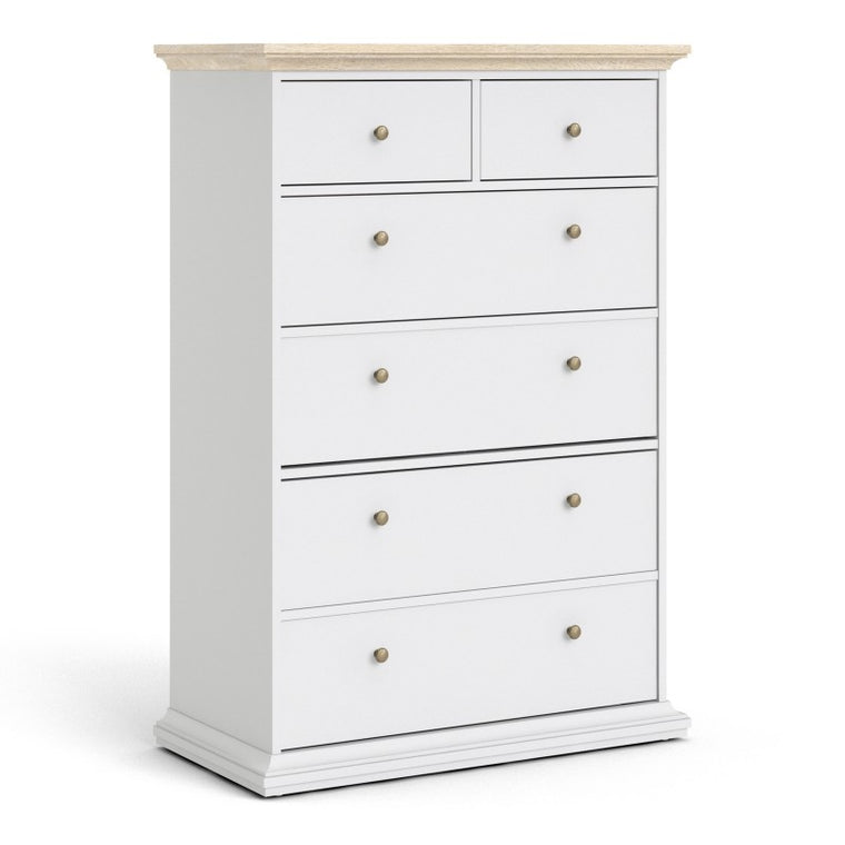 Axton Westchester Chest Of 6 Drawers In White and Oak