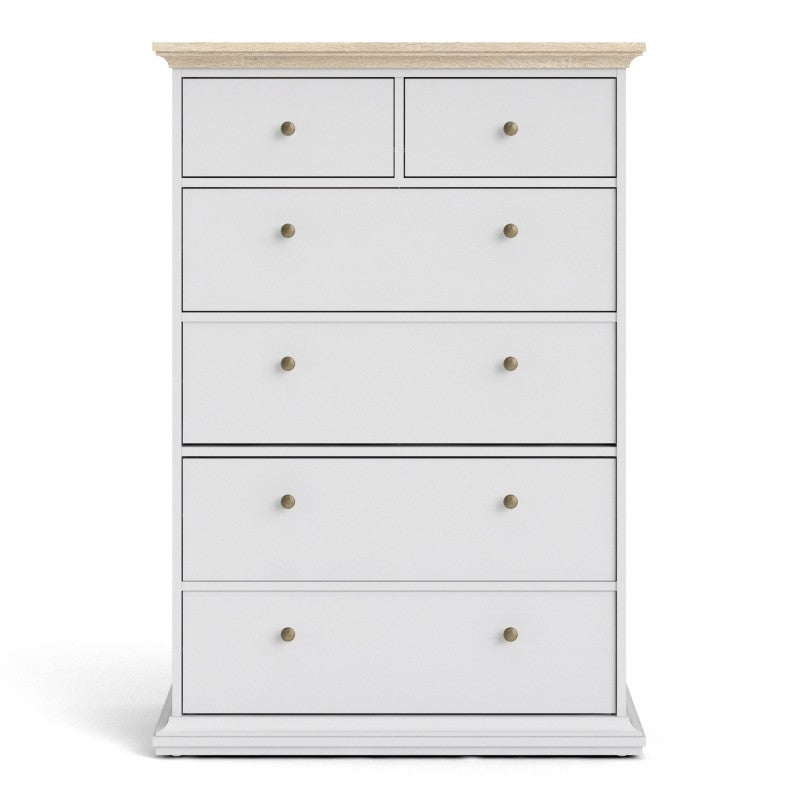 Axton Westchester Chest Of 6 Drawers In White and Oak