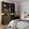 Axton Throggs 1 Drawer Bedside With Open Shelf (LH) in Stirling Oak with Matt Black Fronts