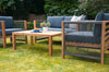 Aspen Solid Acacia Wood Bench Seat 2 chairs and Coffee Table Garden Furniture Set