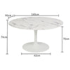 Brittney 160cm Oval White Marble Effect Dining Table