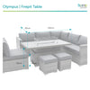 Home Junction Olympus Grey Modular Corner Sofa with Coffee to Dining Rising Gas Firepit Table and Stool
