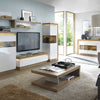 Axton Woodlawn 2 Drawer TV Cabinet (including LED lighting) In Riviera Oak/White High Gloss