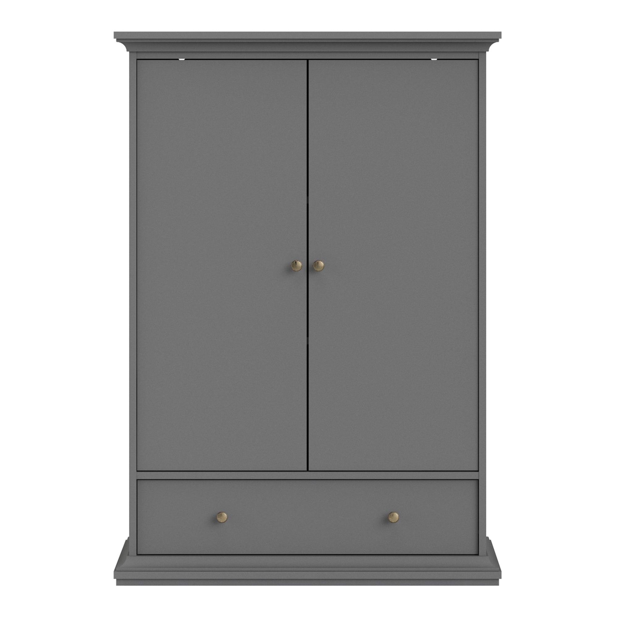 Axton Westchester Wardrobe with 2 Doors 1 Drawer 2 Shelves In Matt Grey