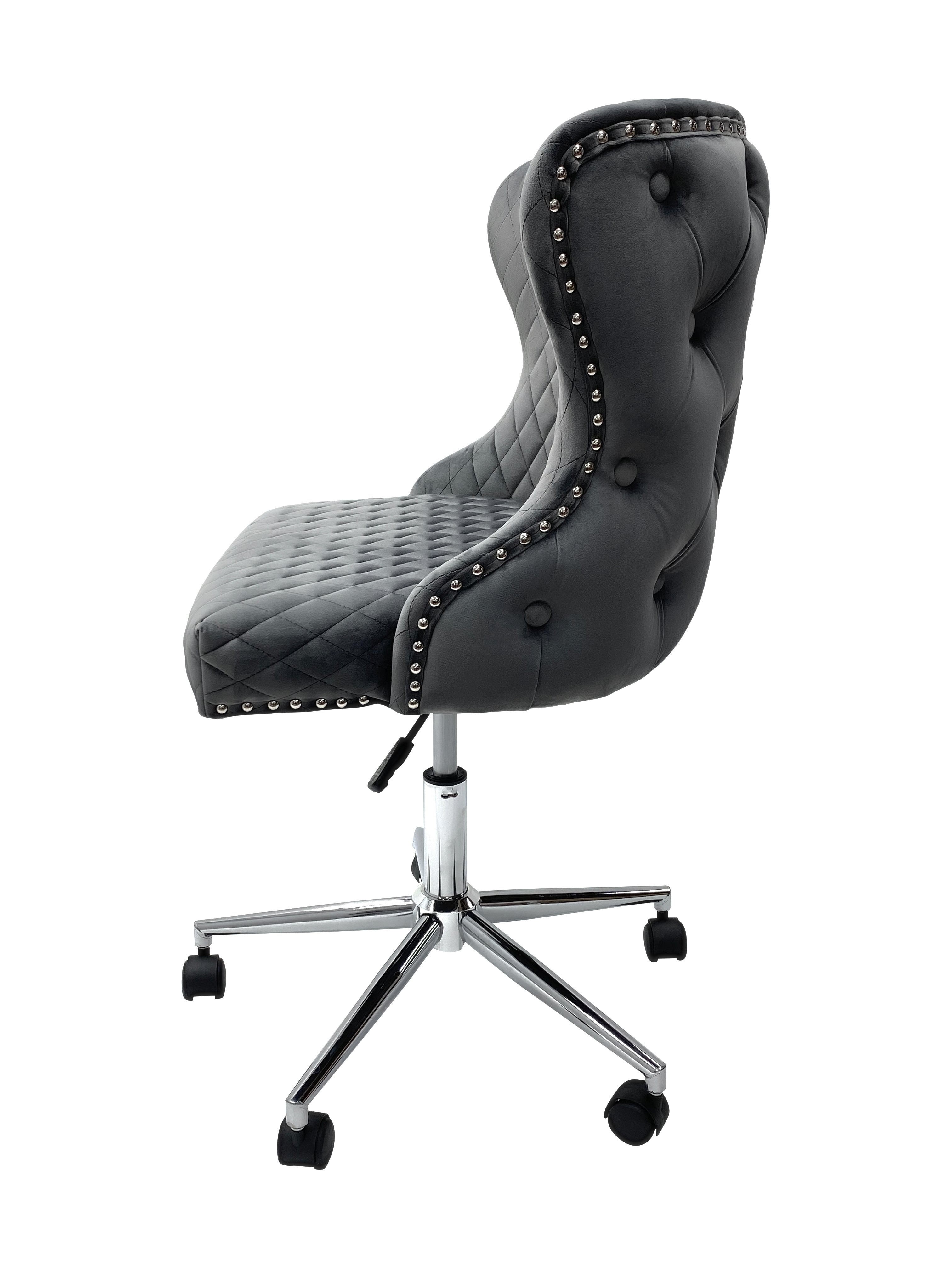 Grey Velvet Grey Office Chair With Arms Carvello Napier Grey