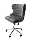 Carvello Napier Grey Premium Upholstered Velvet Office Chair Tufted Back with Lion Head Knocker