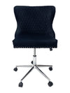Carvello Napier Black Premium Upholstered Velvet Office Chair Tufted Back with Lion Head Knocker